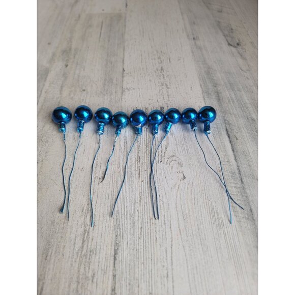 Vintage blue ball branch pick ornament mercury glass Xmas - Picture 2 of 13